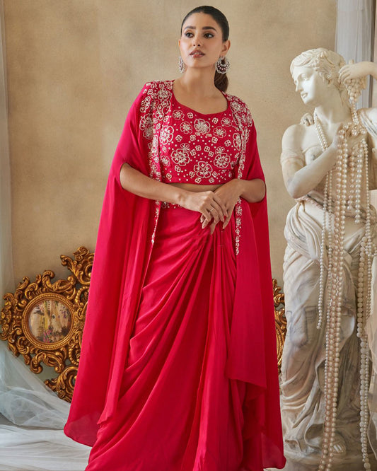 Ruby Radiance Indo-Western Dress