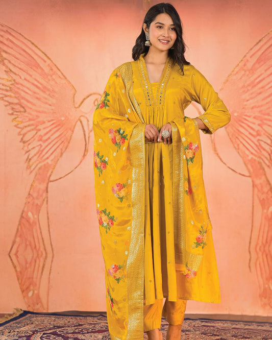Golden Bloom Anarkali