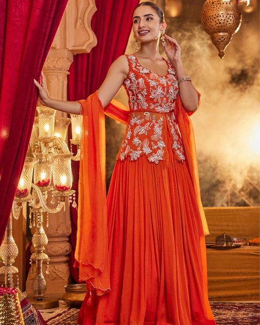 Royal Ember Elegance Indo-Western Dress