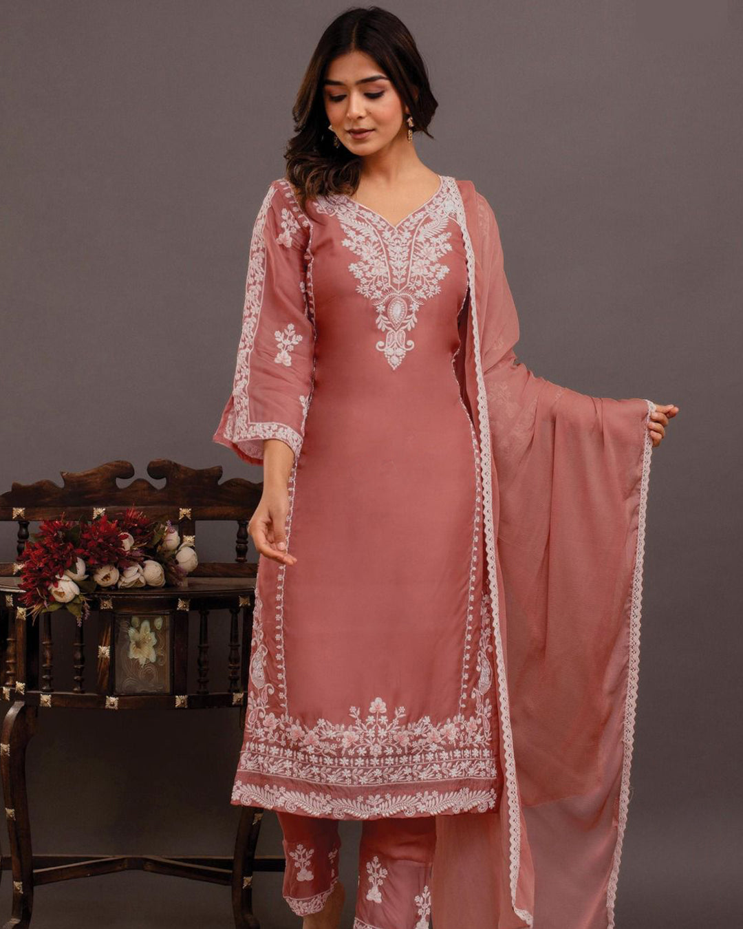 Blush Elegance Chikankari Suit