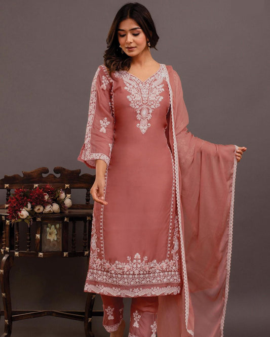 Blush Elegance Chikankari Suit