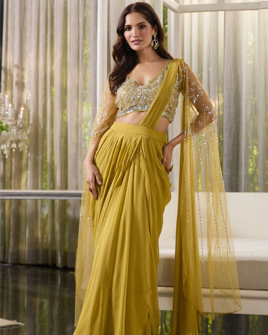 Golden Glow Draped Saree