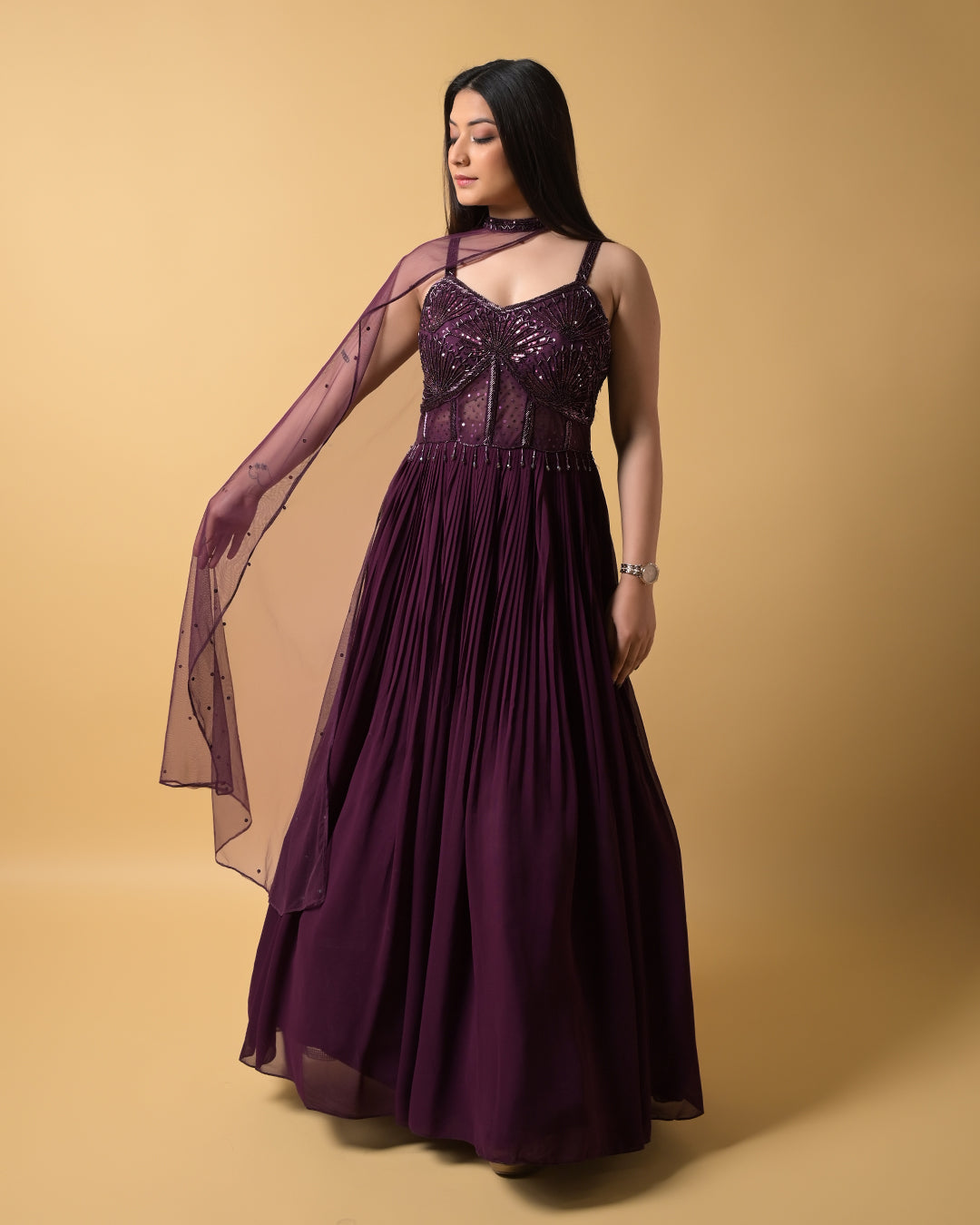 Wine Bloom Gown
