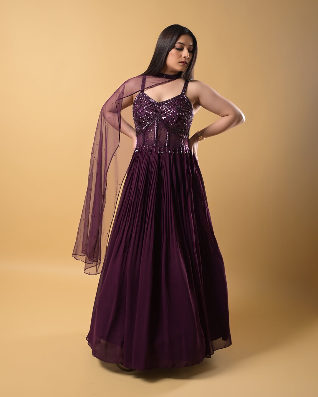 Wine Bloom Gown