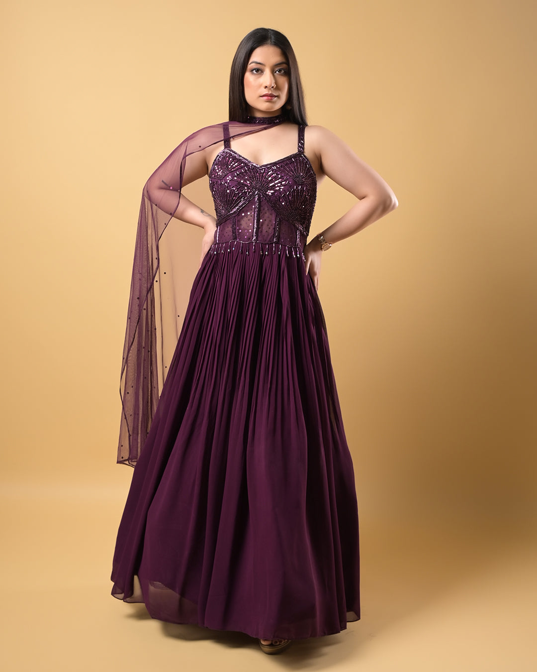 Wine Bloom Gown