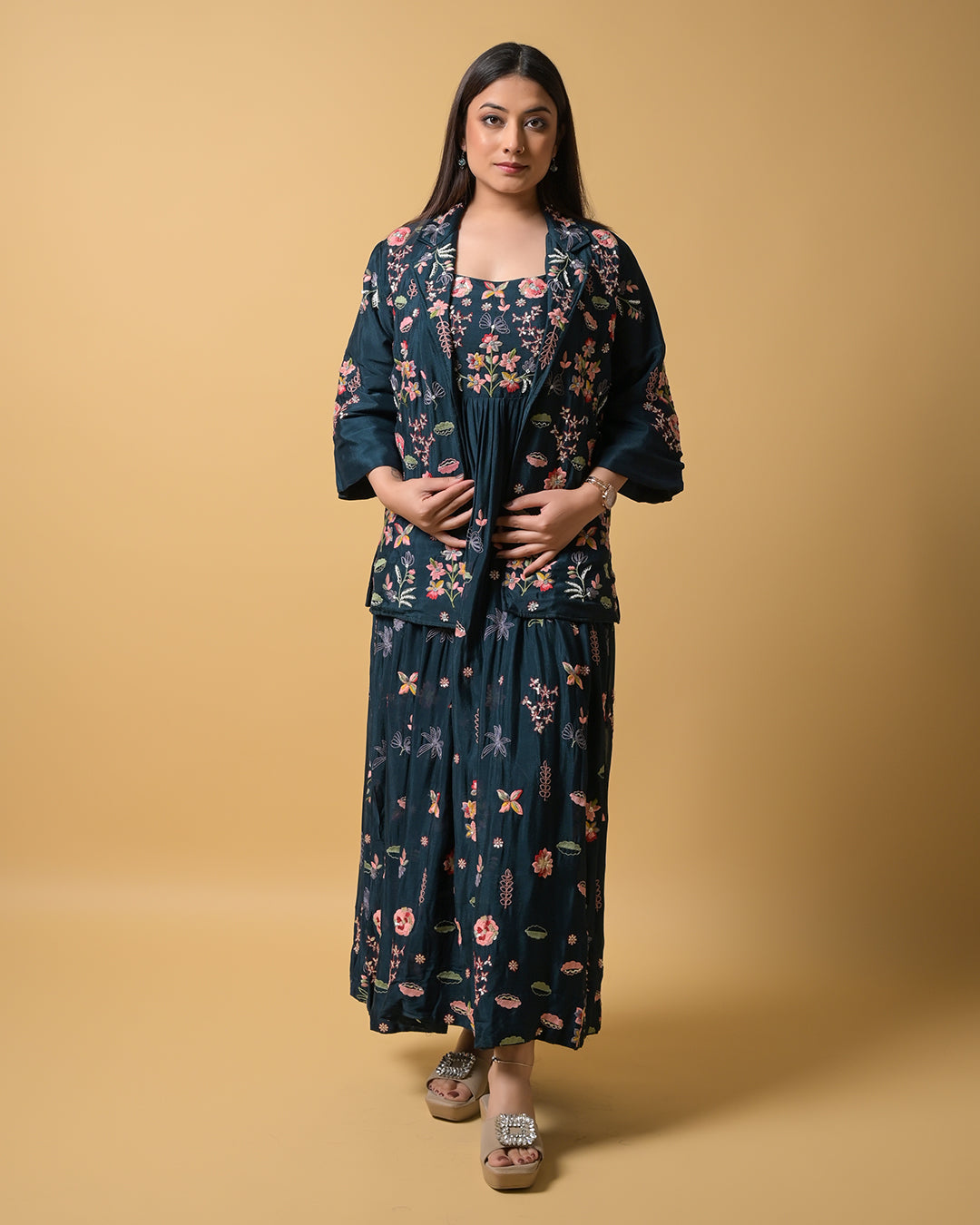 Midnight Blossom Indo-Western Gown
