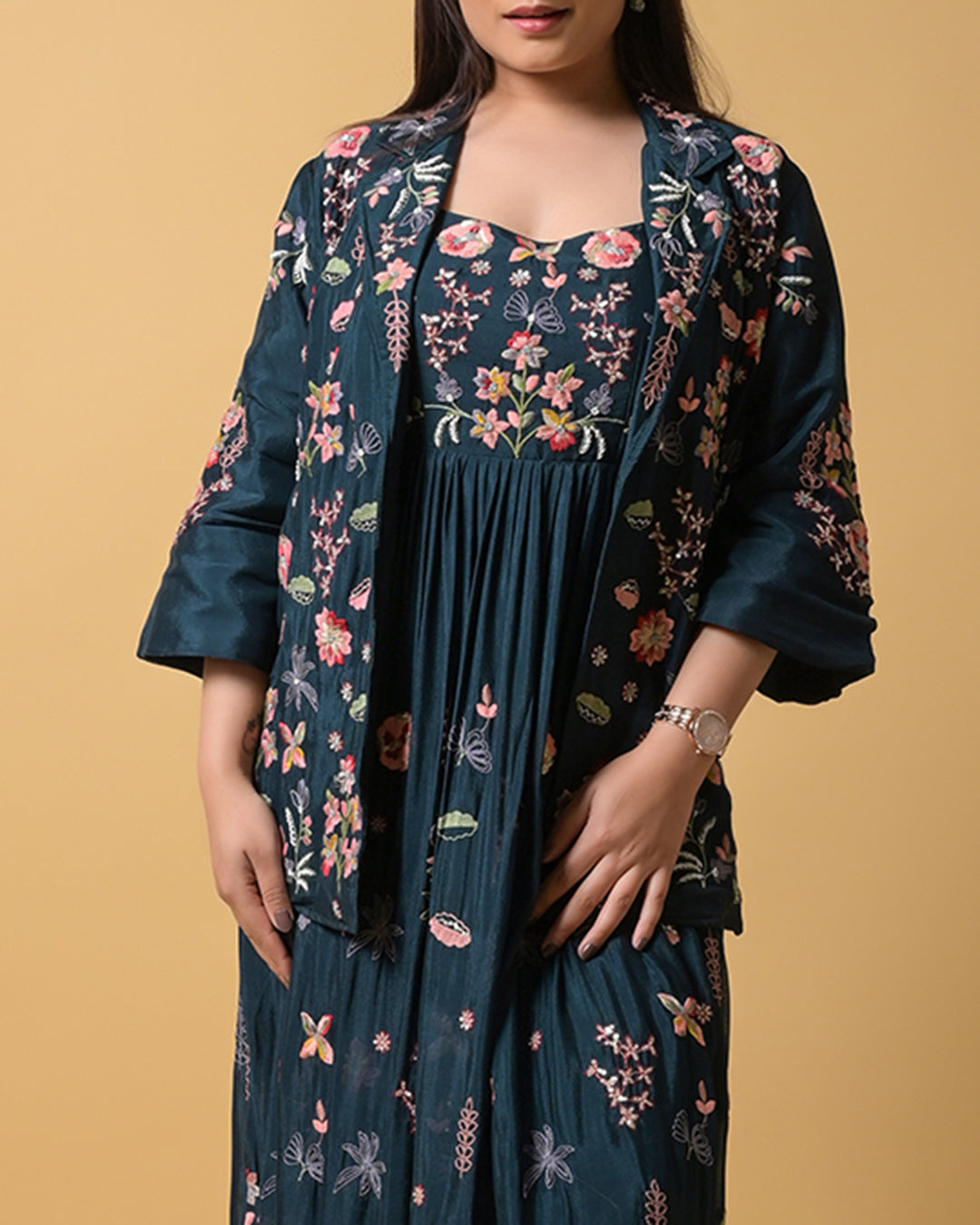 Midnight Blossom Indo-Western Gown
