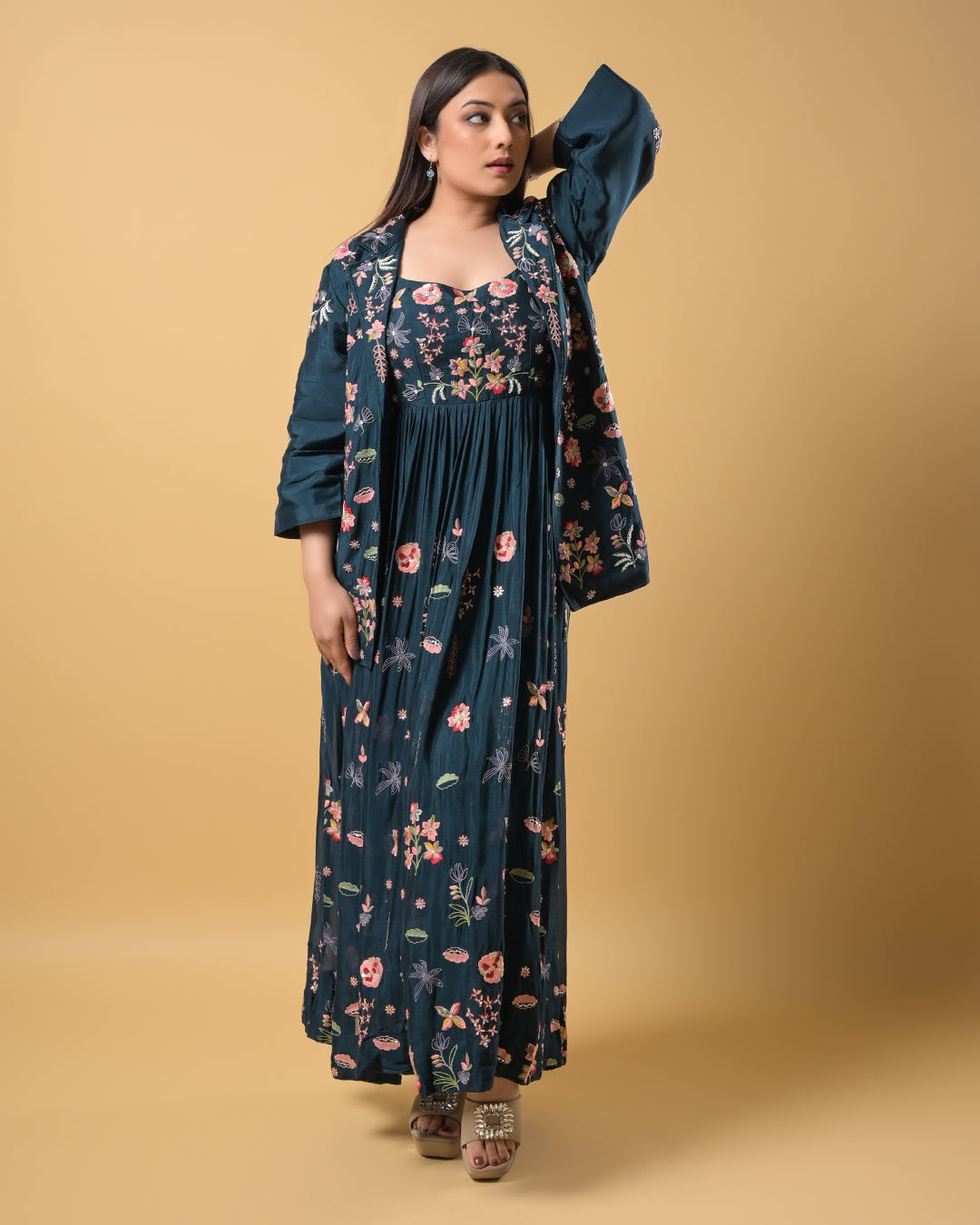 Midnight Blossom Indo-Western Gown
