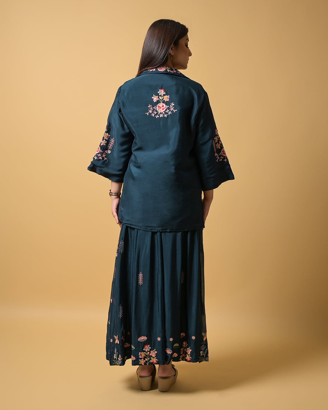 Midnight Blossom Indo-Western Gown
