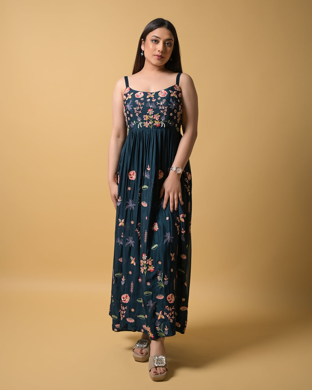 Midnight Blossom Indo-Western Gown