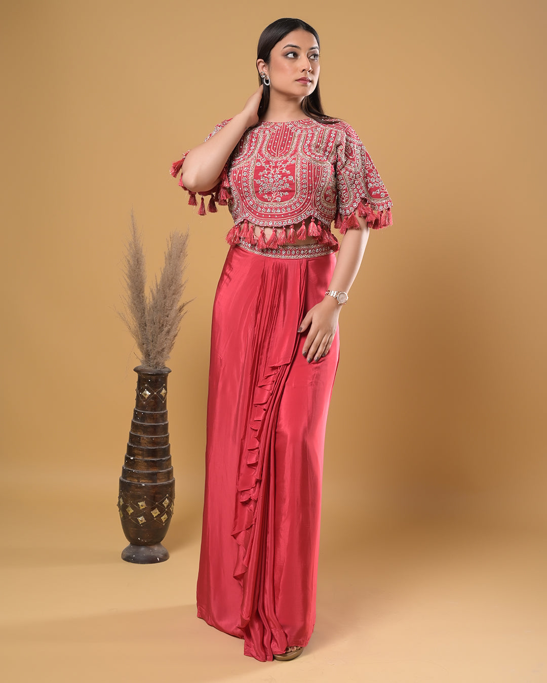 Coral Charm Drape Dress