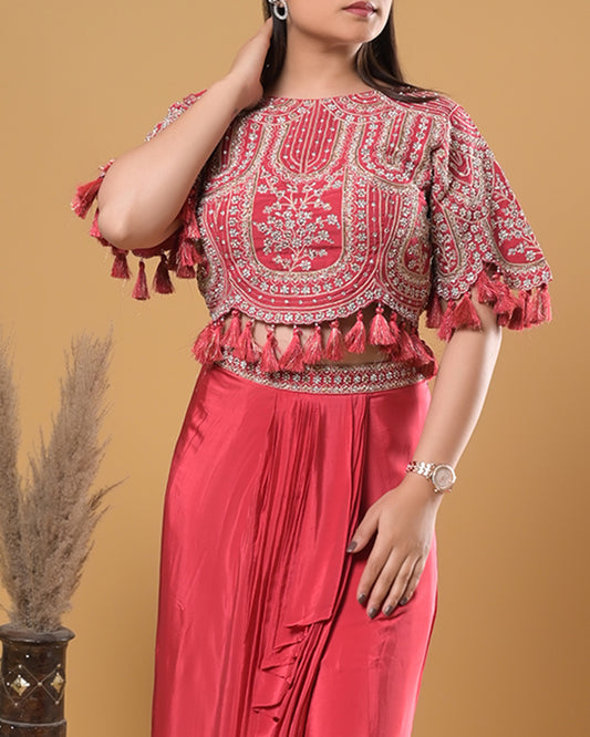 Coral Charm Drape Dress