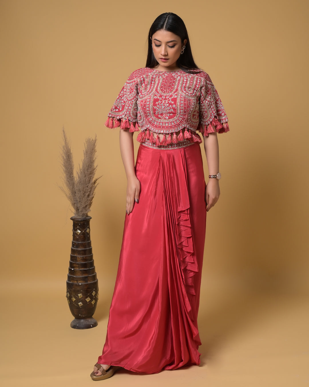 Coral Charm Drape Dress