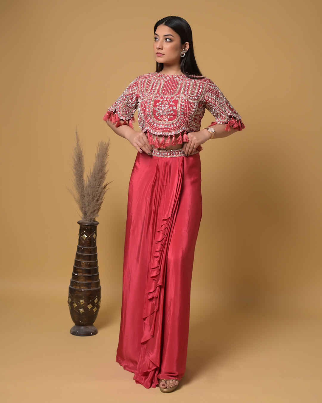 Coral Charm Drape Dress