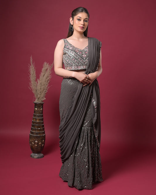 Graphite Glam Drape Dress