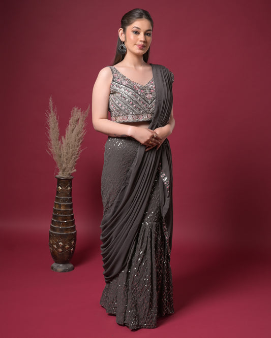 Graphite Glam Drape Dress