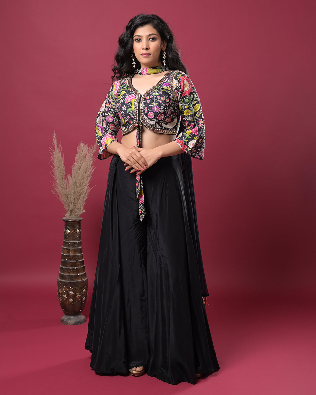 Midnight Bloom Indo-Western Dress