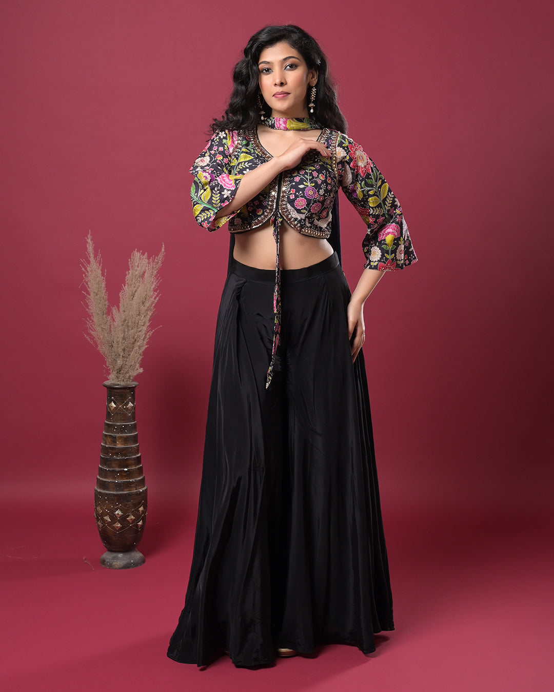 Midnight Bloom Indo-Western Dress