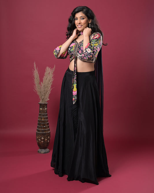 Midnight Bloom Indo-Western Dress