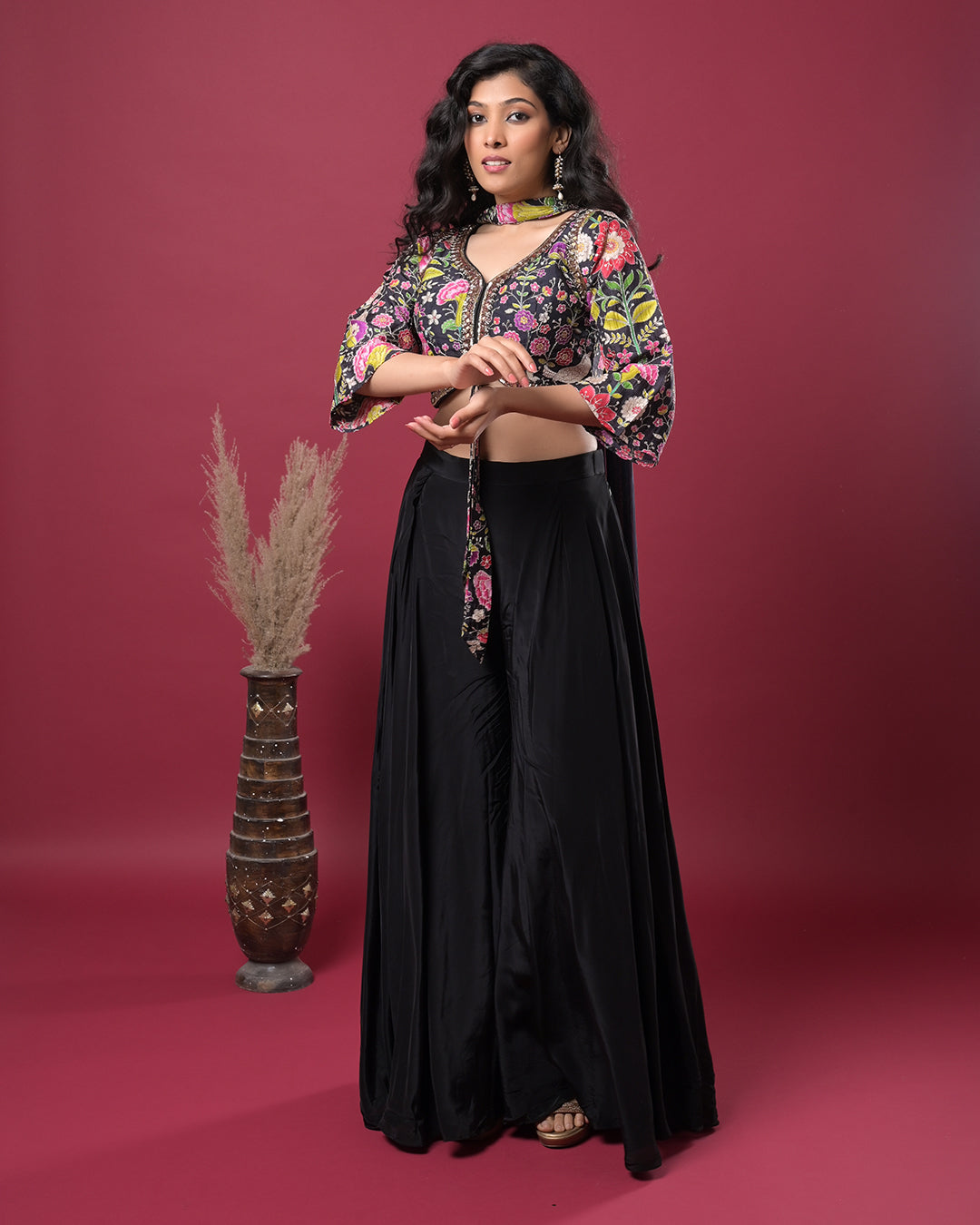 Midnight Bloom Indo-Western Dress