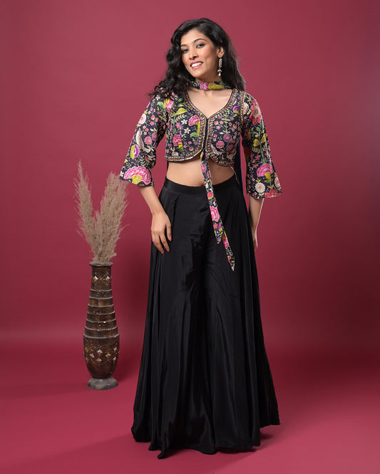 Midnight Bloom Indo-Western Dress
