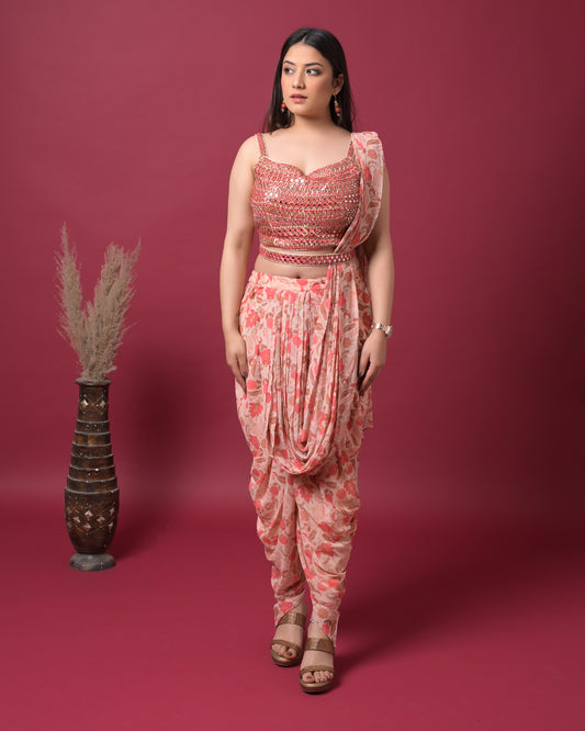 Peachy Glow Indo-Western Dress