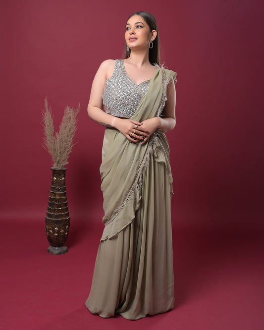 Olive Dusk Draped Saree