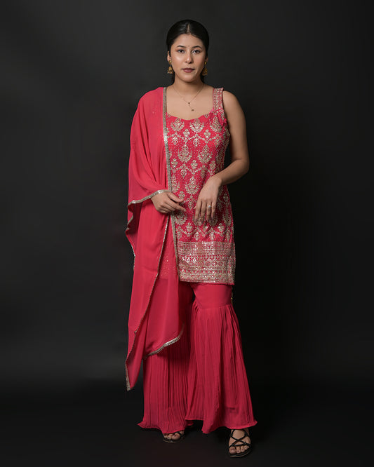 Rosé Glow Indo-Western Dress