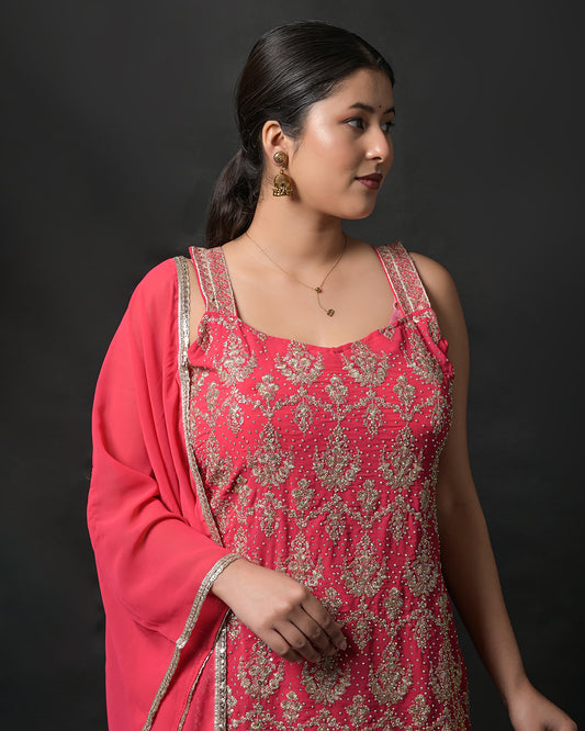 Rosé Glow Indo-Western Dress