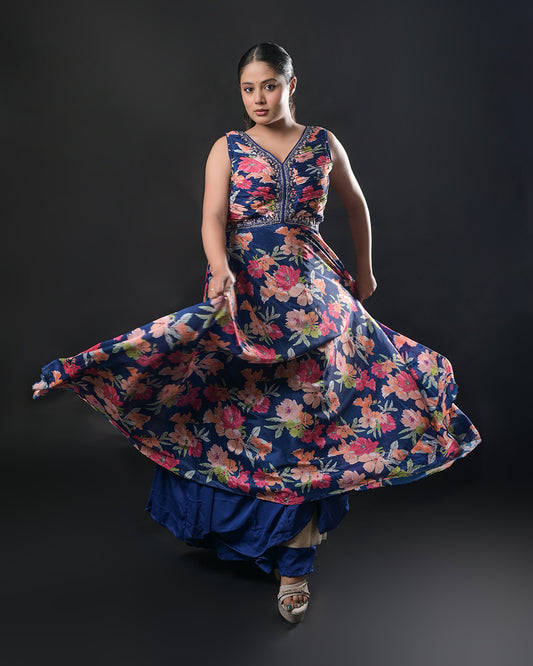 Midnight Bloom Floral Gown