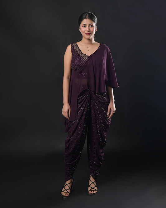 Royal Plum Indo-Western Dress