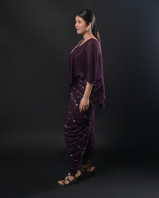 Royal Plum Indo-Western Dress