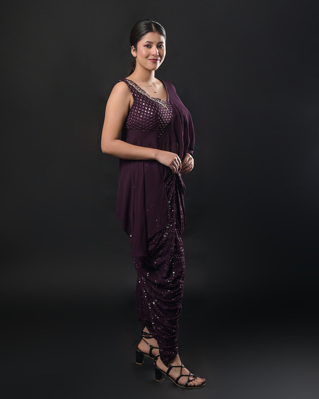 Royal Plum Indo-Western Dress