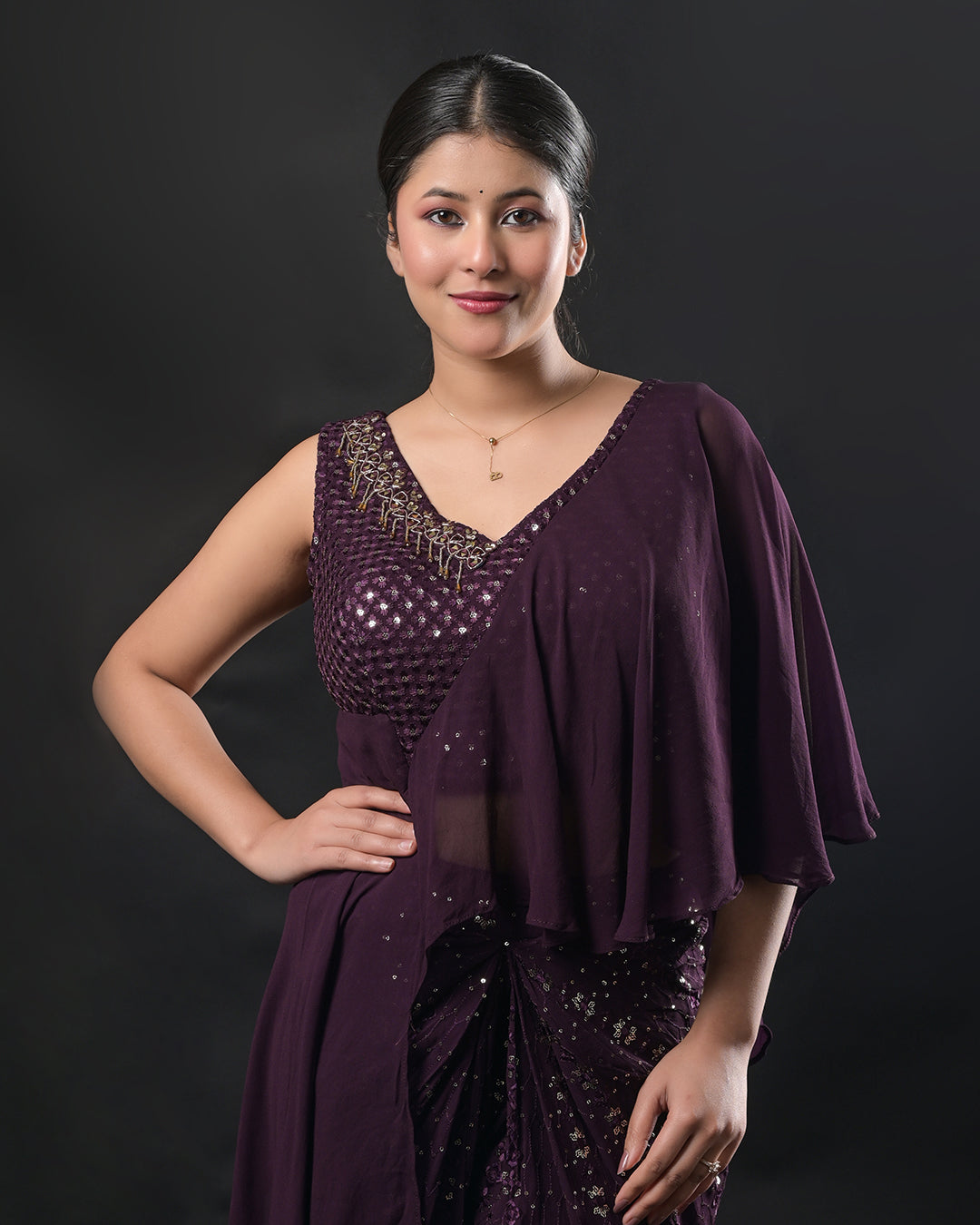 Royal Plum Indo-Western Dress