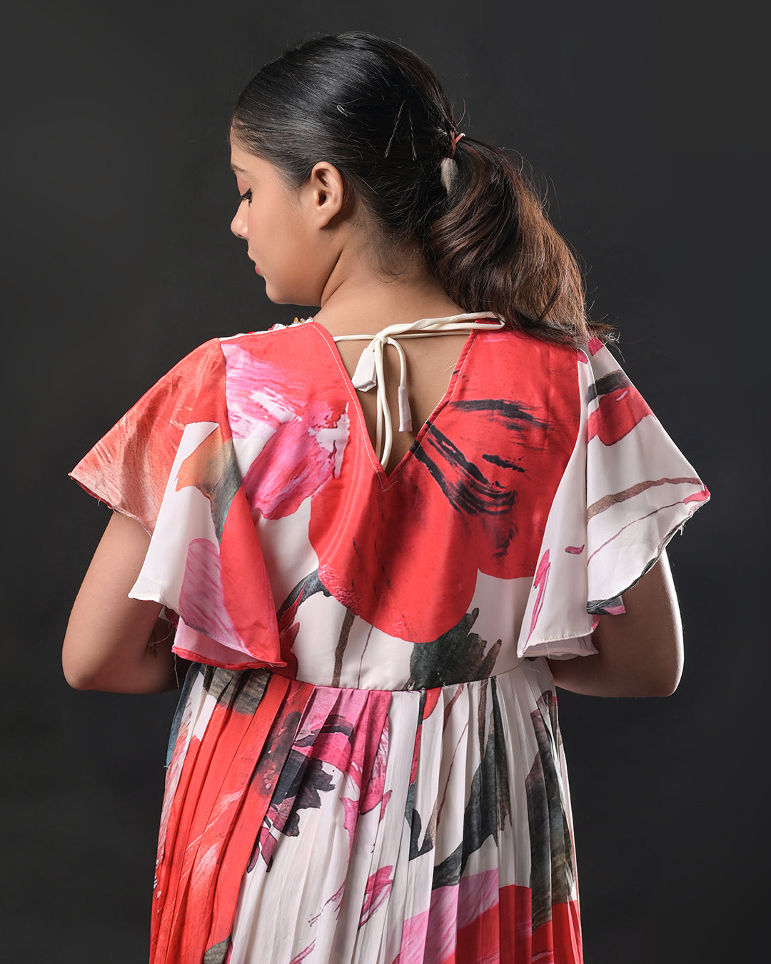 Crimson Brushstroke Gown
