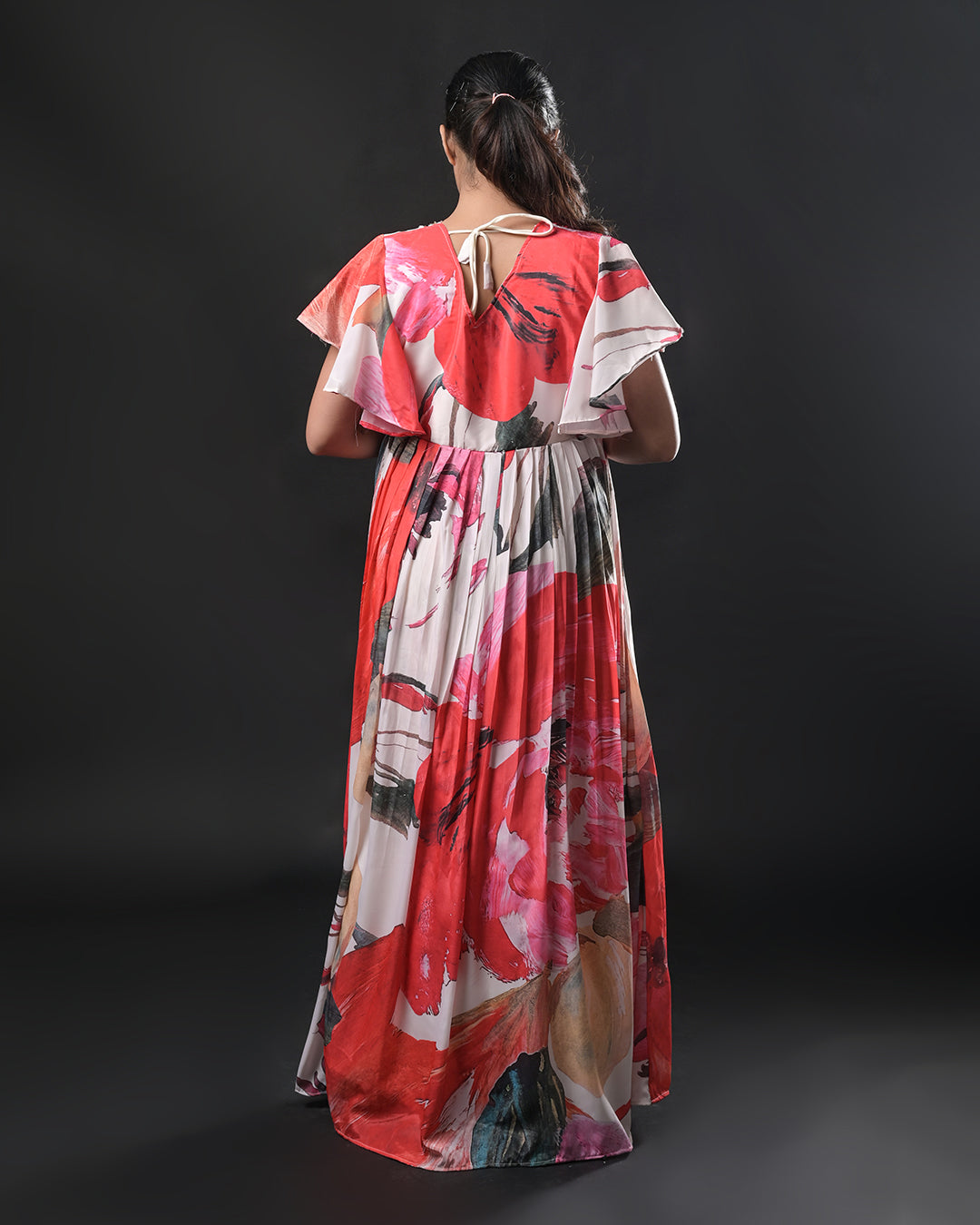 Crimson Brushstroke Gown