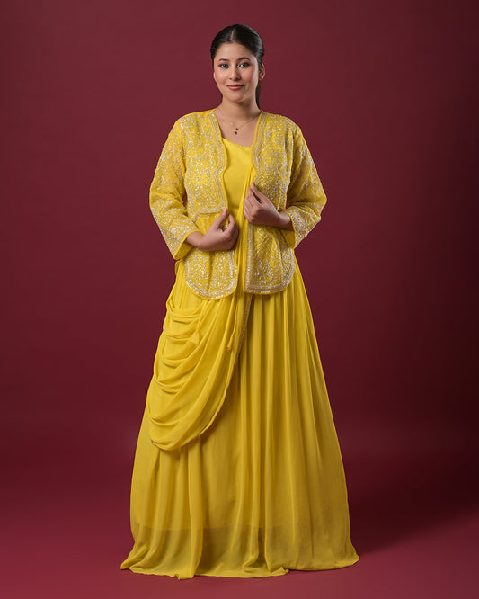 Golden Sunbeam Drape Dress