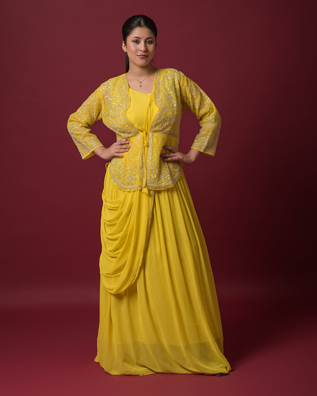 Golden Sunbeam Drape Dress