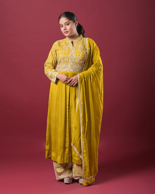 Sunlit Mustard Indo-Western Dress