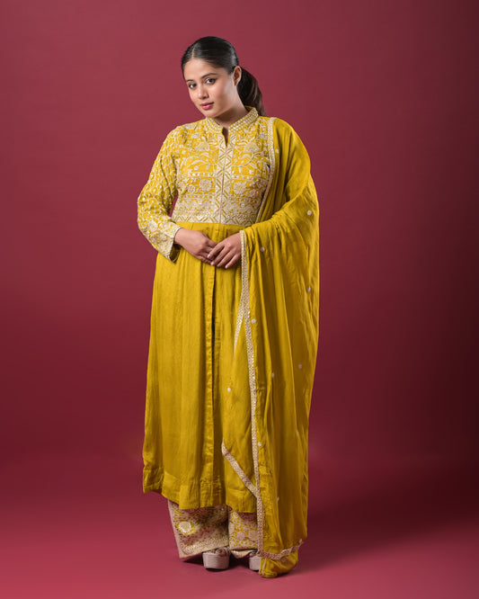 Sunlit Mustard Indo-Western Dress