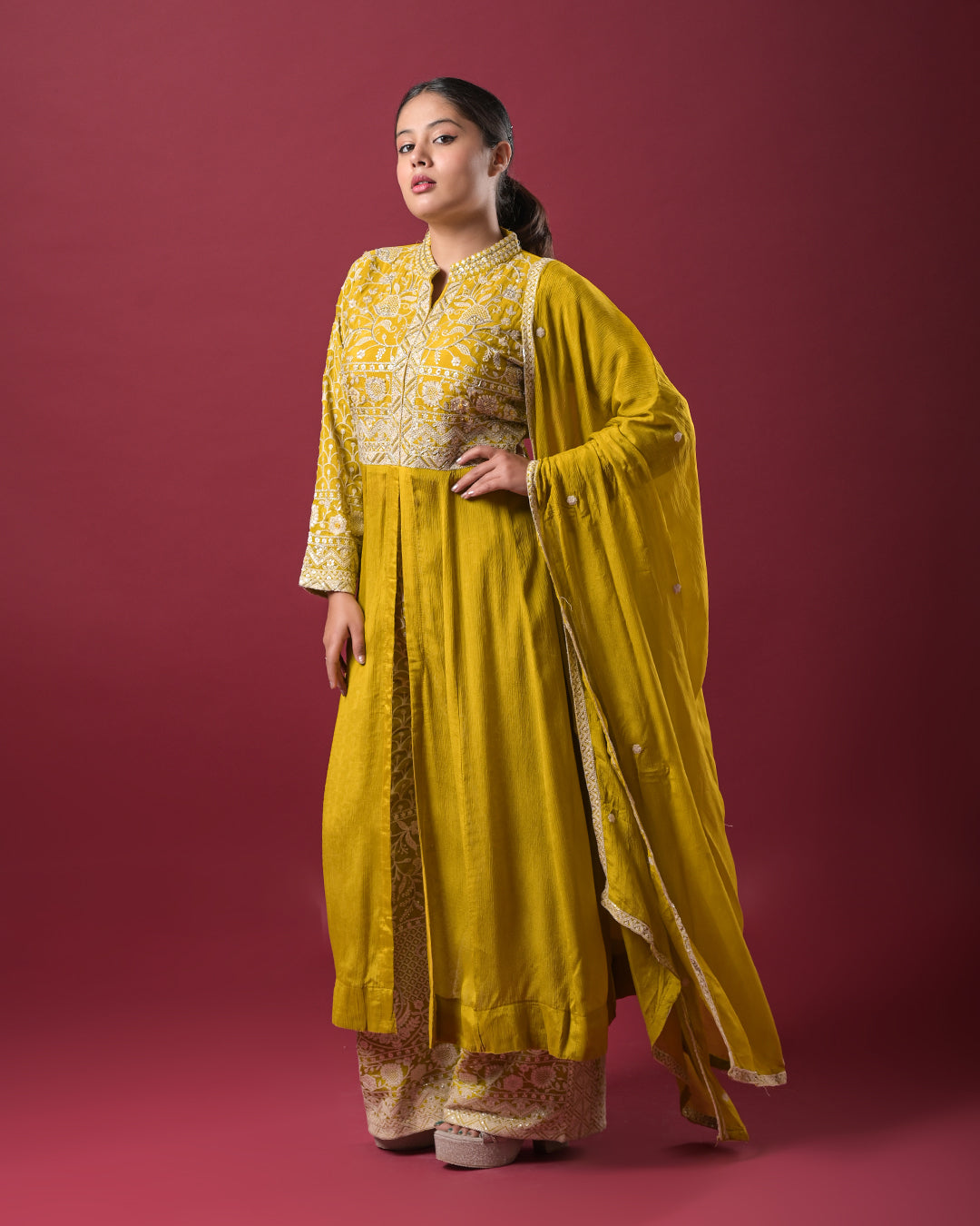 Sunlit Mustard Indo-Western Dress