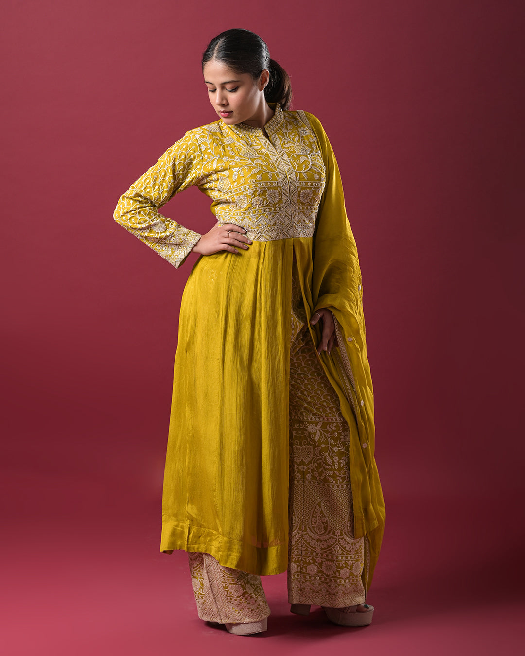 Sunlit Mustard Indo-Western Dress