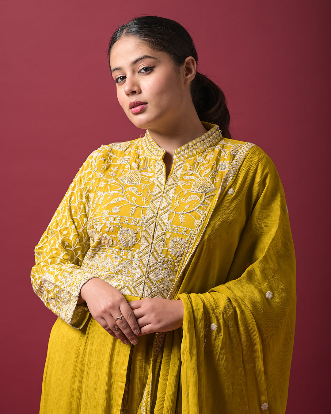 Sunlit Mustard Indo-Western Dress