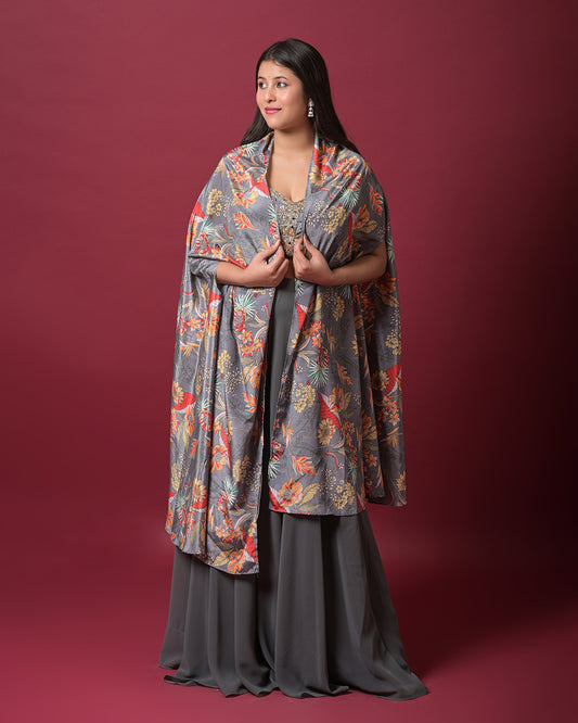 Slate Blossom Indo-Western Dress