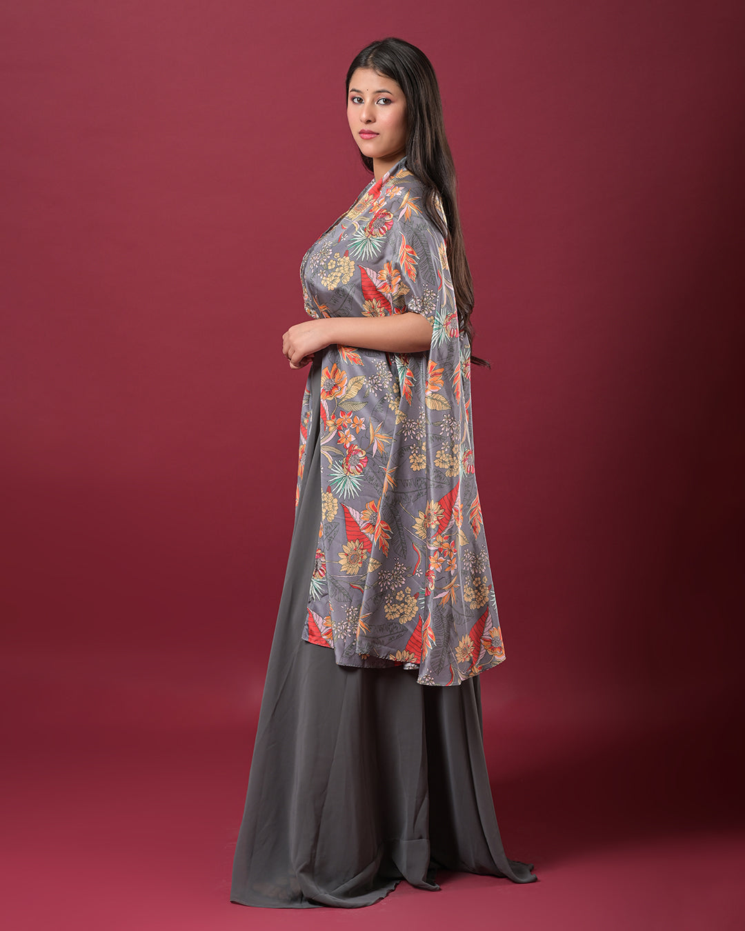 Slate Blossom Indo-Western Dress