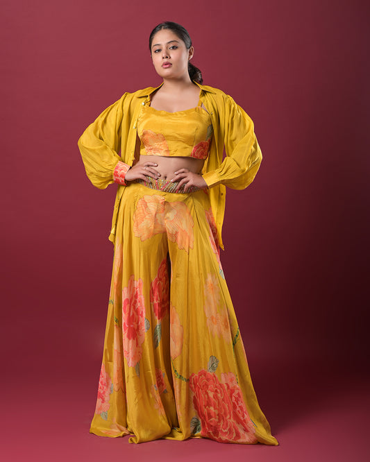Golden Bloom Indo-Western Dress