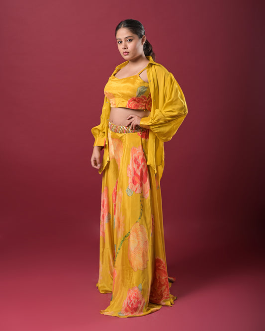 Golden Bloom Indo-Western Dress