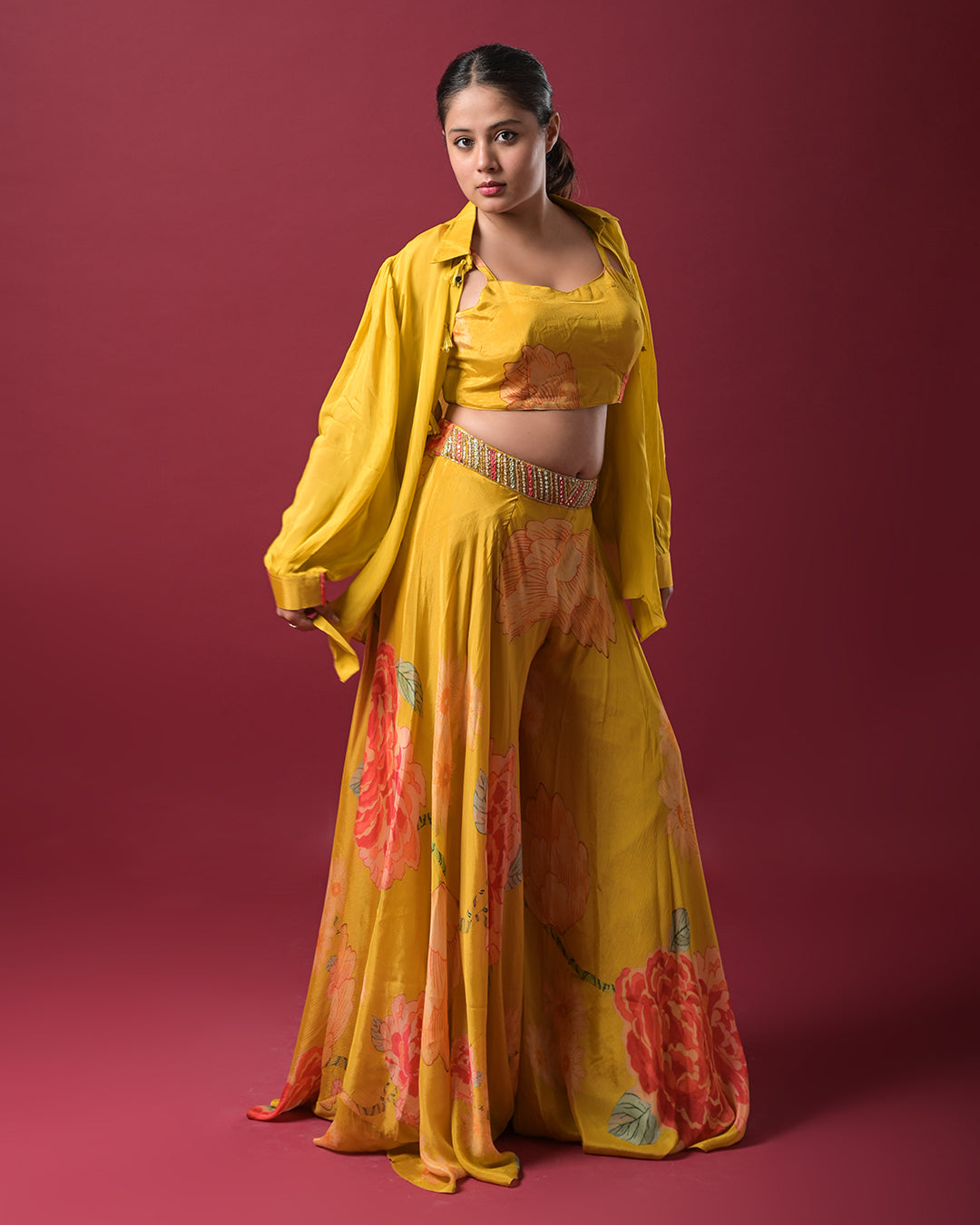 Golden Bloom Indo-Western Dress