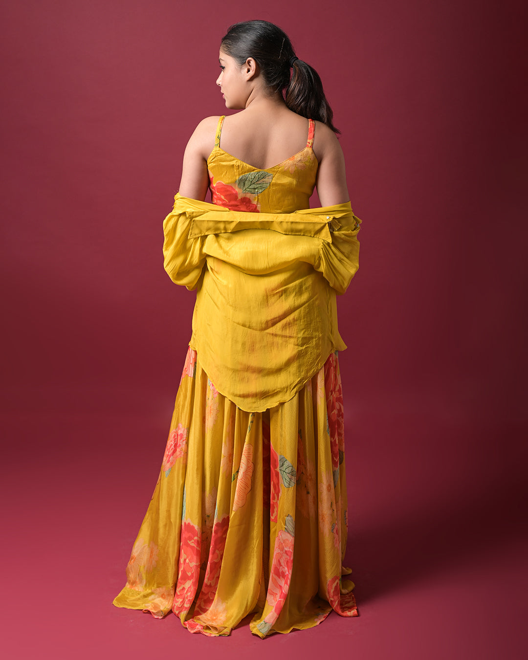 Golden Bloom Indo-Western Dress