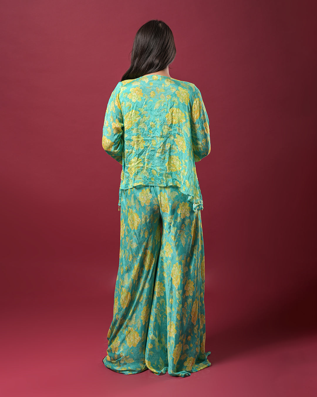 Aqua Bloom Indo-Western Dress